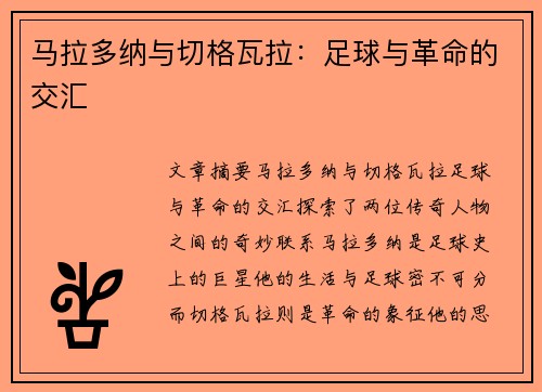 马拉多纳与切格瓦拉：足球与革命的交汇